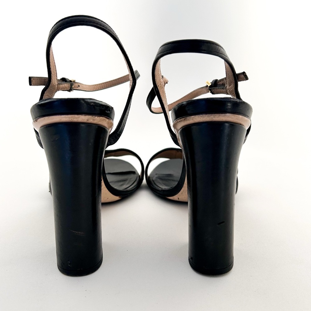 Gucci Marmont GG Logo High Block Heel Ankle Strap Sandals Black Leather EU 39.5 - Picture 7 of 10